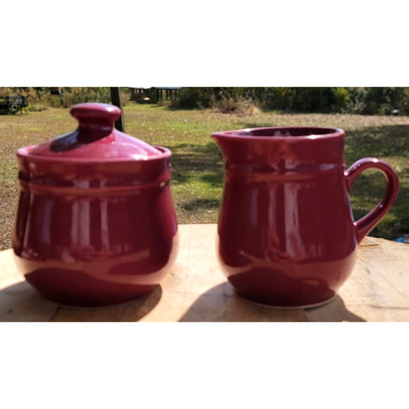 Newcor Regency Williamsburg Creamer & Sugar Bowl Set Japan Red Floral Country - Picture 7 of 16